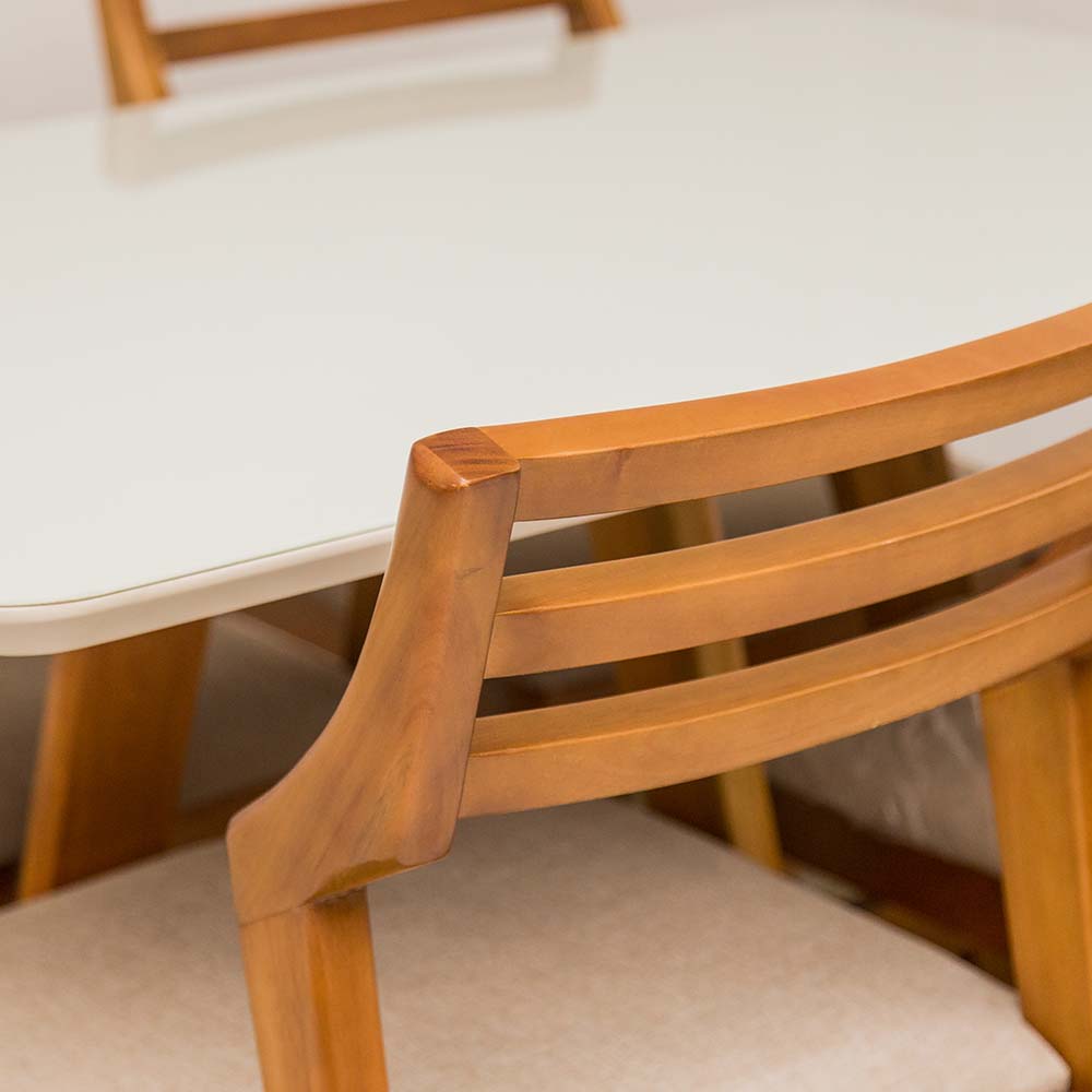 Conjunto sala de jantar mesa retangular 4 cadeiras Rafana madeira